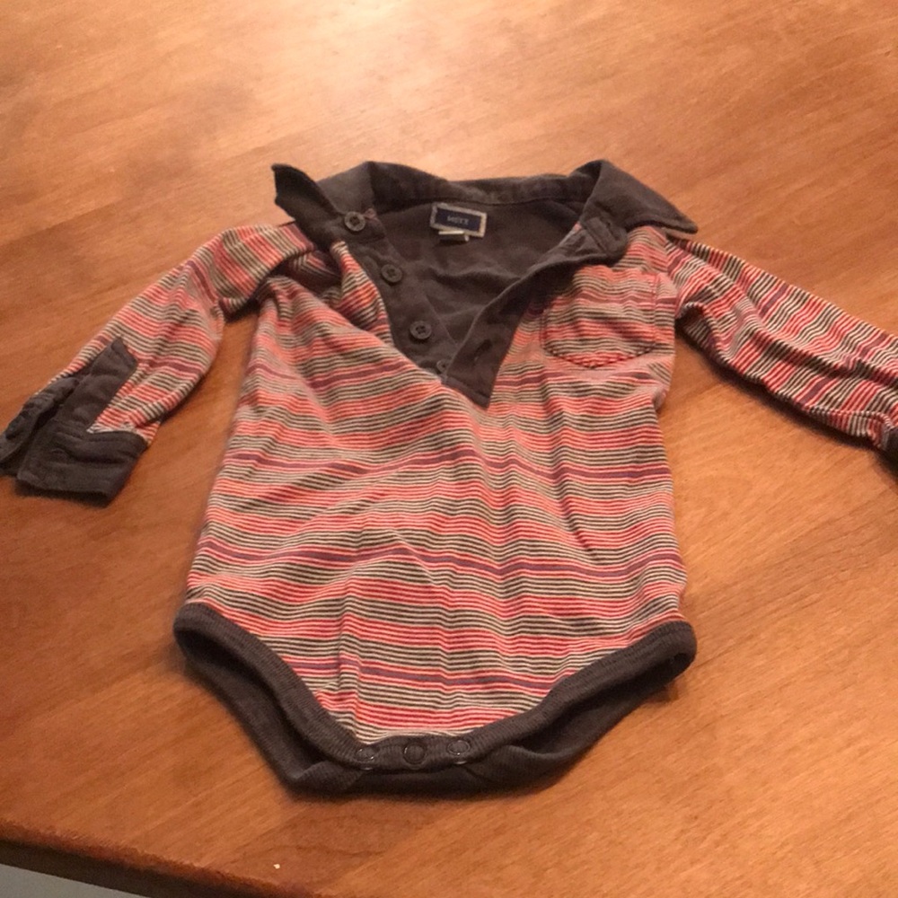 Crewcuts Red & Gray Striped Long-Sleeve Polo One-Piece
